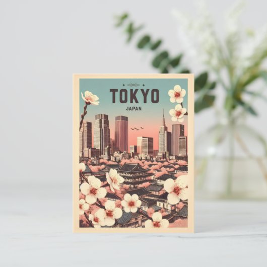 Tokio Japan Reise Vintage Geschenke Postkarte (Stehend Vorderseite)
