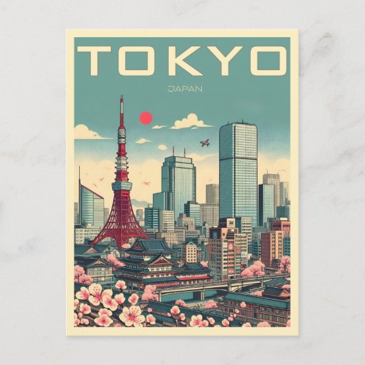 Tokio Japan Reise Vintage Geschenke Postkarte (Vorderseite)