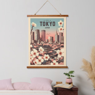 Tokio Japan Reise Vintage Geschenke Wandteppich Mit Holzrahmen