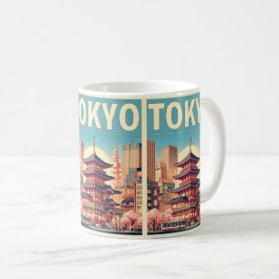 Tokio Japan Reise Vintage Lupen Kartengeschenke Kaffeetasse