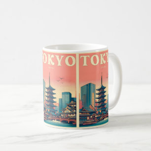 Tokio Japan Reise Vintage Lupen Kartengeschenke Kaffeetasse