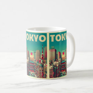Tokio Japan Reise Vintage Lupen Kartengeschenke Kaffeetasse