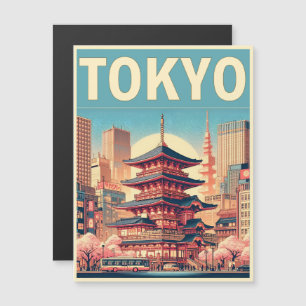 Tokio Japan Reise Vintage Lupen Kartengeschenke Magnetkarte