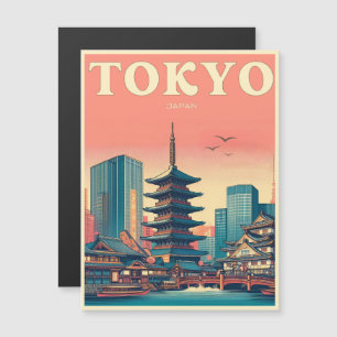 Tokio Japan Reise Vintage Lupen Kartengeschenke Magnetkarte