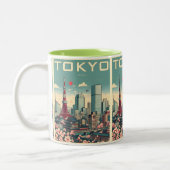 Tokio Japan Reise Vintage Lupen Kartengeschenke Zweifarbige Tasse (Links)