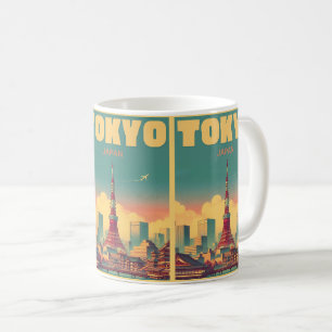Tokio Japan Reise vintage magnetische Karte Gesche Kaffeetasse