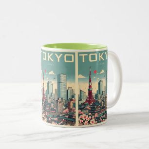 Tokio Japan Reise Vintage Magnetkarte Geschenke Zweifarbige Tasse