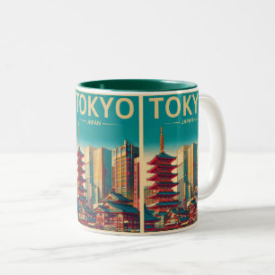 Tokio Japan Reise Vintage Magnetkartengeschenke Zweifarbige Tasse