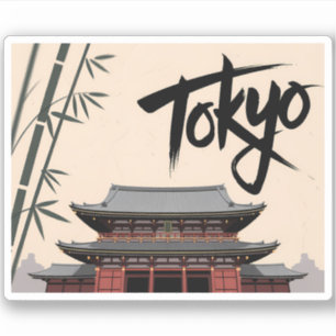 Tokio Japan Reise Vintage Tempel Kalligrafie Kunst Aufkleber
