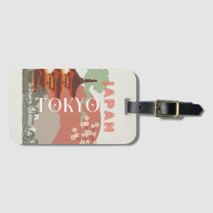 Tokio Japan Reisen Kunst, Retro Art Reisen Gepäckanhänger