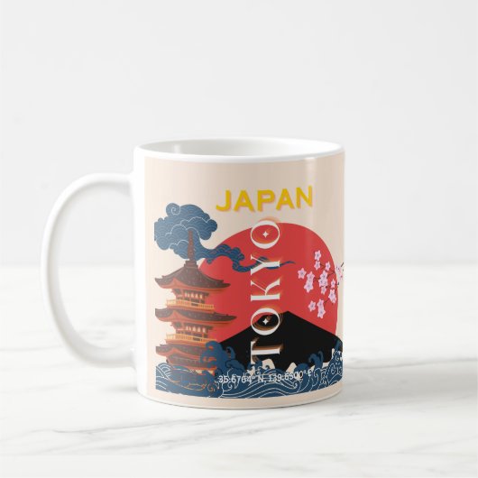 Tokio Japan Reisen Kunst, Retro Art Reisen Kaffeetasse (Links)