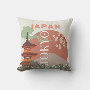 Tokio Japan Reisen Kunst, Retro Art Reisen Kissen