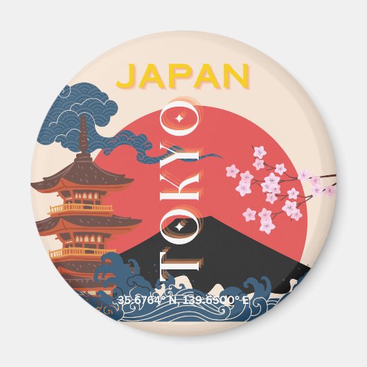 Tokio Japan Reisen Kunst, Retro Art Reisen Magnet (Vorne)