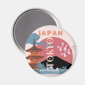 Tokio Japan Reisen Kunst, Retro Art Reisen Magnet (Vorderseite/Rückseite)