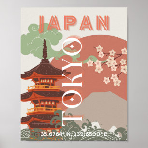 Tokio Japan Reisen Kunst, Retro Art Reisen Poster