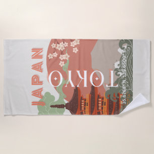 Tokio Japan Reisen Kunst, Retro Art Reisen Strandtuch