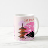 Tokio Japan Reisen Kunst, Retro Reisen Kunst, Rosa Kaffeetasse (VorderseiteRechts)