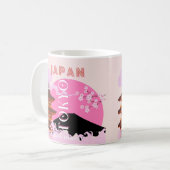 Tokio Japan Reisen Kunst, Retro Reisen Kunst, Rosa Kaffeetasse (Vorderseite Links)