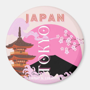 Tokio Japan Reisen Kunst, Retro Reisen Kunst, Rosa Magnet