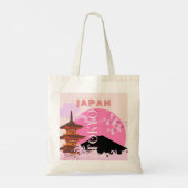 Tokio Japan Reisen Kunst, Retro Reisen Kunst, Rosa Tragetasche (Rückseite)