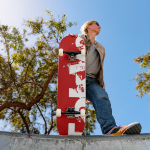 Tokio - Japan, Rote Farbe und Weißer Text - Skateb Skateboard