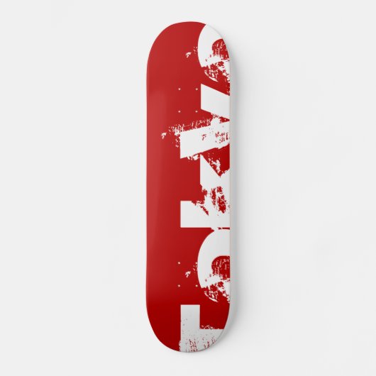 Tokio - Japan, Rote Farbe und Weißer Text - Skateb Skateboard (Vorderseite)