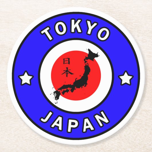 Tokio Japan Runder Pappuntersetzer (Vorderseite)