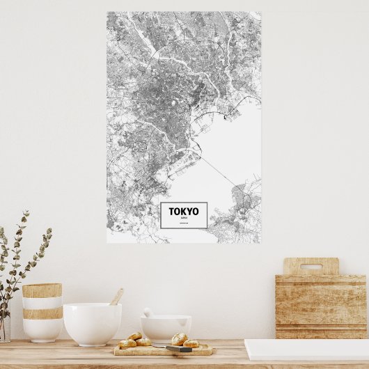 Tokio, Japan (schwarz auf weiß) Poster (Küche)