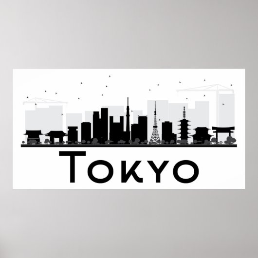 Tokio, Japan | Schwarz-Weiß-City-Skyline Poster (Vorne)