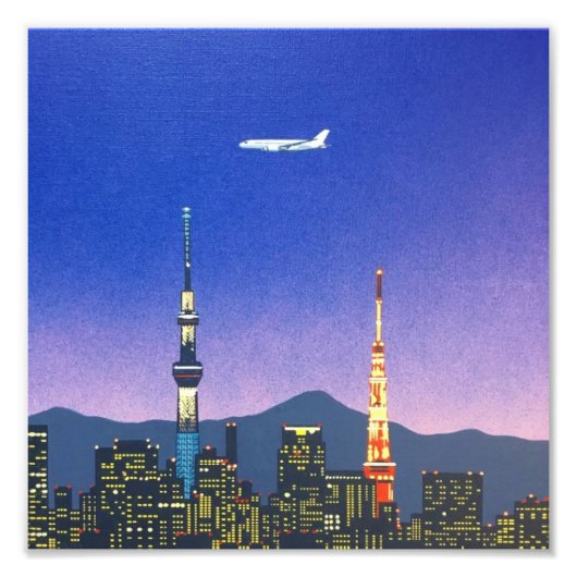 Tokio Japan Skyline 80er Hiroshi Nagai Art Fotodruck (Vorne)