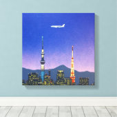 Tokio Japan Skyline 80er Hiroshi Nagai Art Leinwanddruck (Insitu (Holzboden))