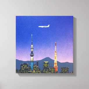 Tokio Japan Skyline 80er Hiroshi Nagai Art Leinwanddruck