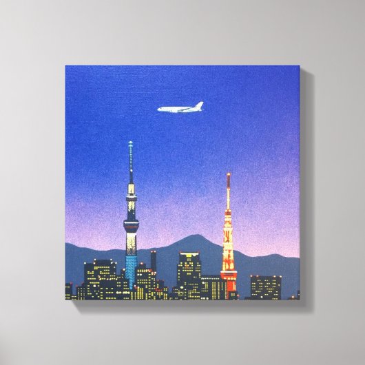 Tokio Japan Skyline 80er Hiroshi Nagai Art Leinwanddruck (Vorderseite)