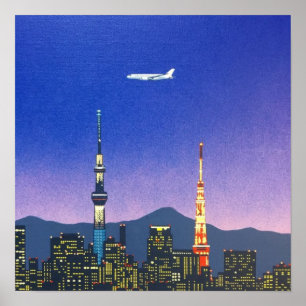 Tokio Japan Skyline 80er Hiroshi Nagai Art Poster