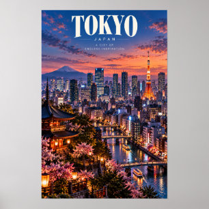 Tokio Japan Sonnenuntergang Skyline Reiseplakat Wa Poster