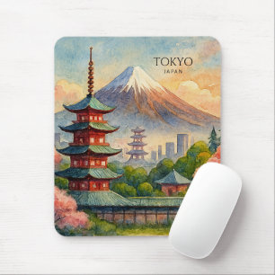 Tokio Japan Stadtansicht Aquarell Souvenir Mousepad
