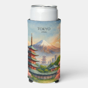 Tokio Japan Stadtansicht Aquarell Souvenir Selters Dosenkühler