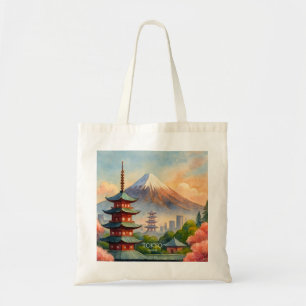 Tokio Japan Stadtansicht Aquarell Souvenir Tragetasche
