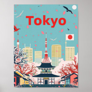 Tokio Japan Vintage Berühmter Reiseort Poster