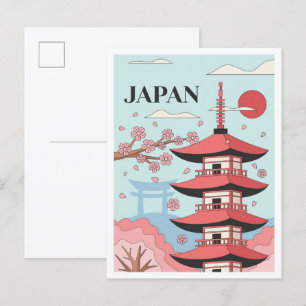 Tokio Japan Vintage Kunst Illustration Reise Postkarte