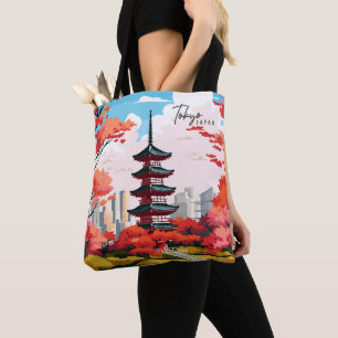 Tokio Japan Vintage-Kunst-Reiseillustration Tasche