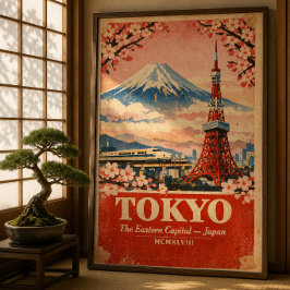 Tokio Japan Vintage Reiseplakat – Retro-Wandkunst Poster