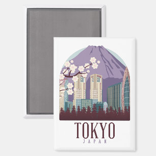 Tokio Japan – Vintage Reiseposter-Stil Magnet