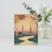 Tokio Japan Vintage Wasserfarbenreise Postkarte (Stehend Vorderseite)