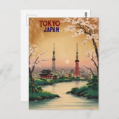 Tokio Japan Vintage Wasserfarbenreise Postkarte (Vorne/Hinten)