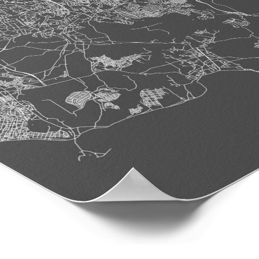 Tokio, Japan (weiß auf schwarz) Poster (Ecke)