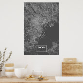 Tokio, Japan (weiß auf schwarz) Poster (Küche)