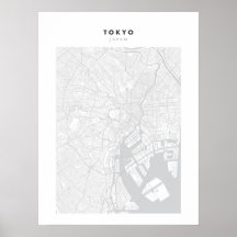 Tokio - Japan White City Map Poster