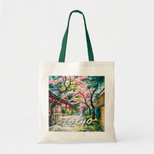 Tokio Kirschblüten Aquarell Traditionelles Japan Tragetasche