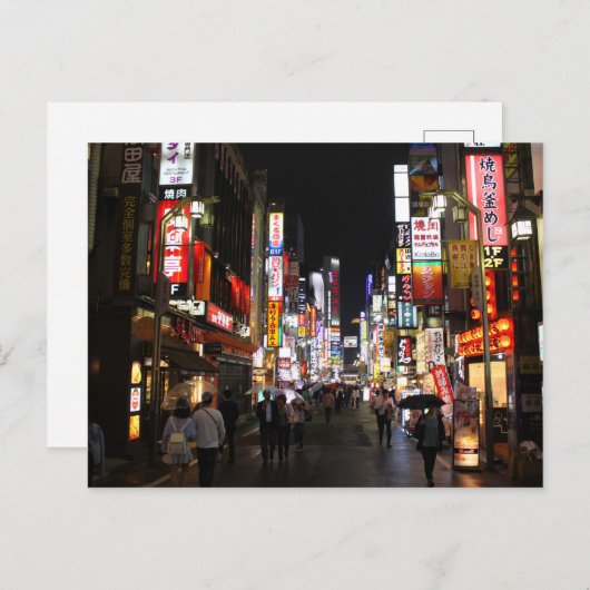 Tokio neont nachts postkarte (Vorne/Hinten)